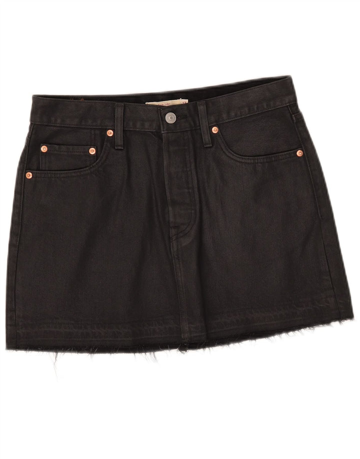 Levi's Womens Mini Denim Skirt W27 Small Black Cotton