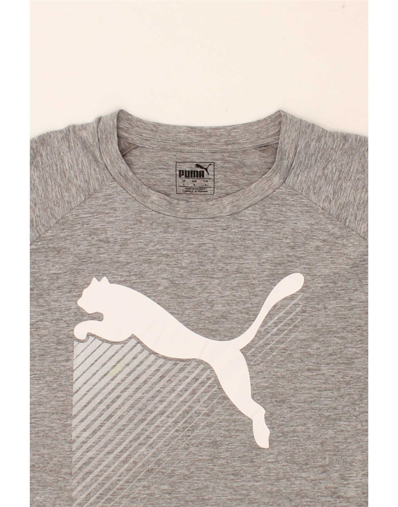 PUMA Mens Graphic T-Shirt Top Large Grey Polyester Vintage Puma and Second-Hand Puma from Messina Hembry 