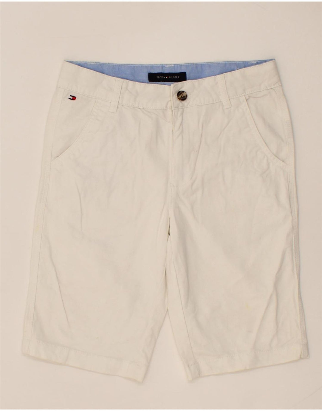 TOMMY HILFIGER Boys Casual Shorts 15-16 Years W30 White Vintage Tommy Hilfiger and Second-Hand Tommy Hilfiger from Messina Hembry 