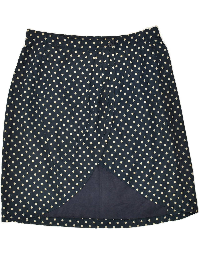 VINTAGE Womens Wrap Skirt W34 Large Navy Blue Polka Dot | Vintage Vintage | Thrift | Second-Hand Vintage | Used Clothing | Messina Hembry 