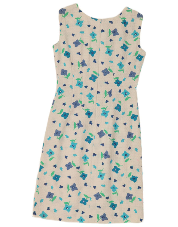 Vintage Womens Sleeveless Sheath Dress UK 12 Medium White Floral
