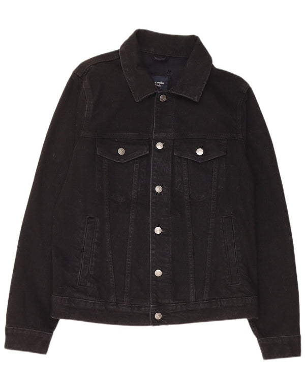 Abercrombie & Fitch Mens Denim Jacket UK 40 Large Black Cotton