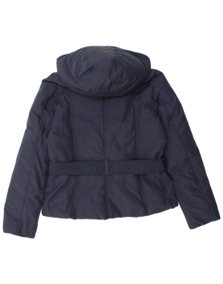 KAPPA Womens Hooded Padded Jacket UK 6 XS Navy Blue Cotton