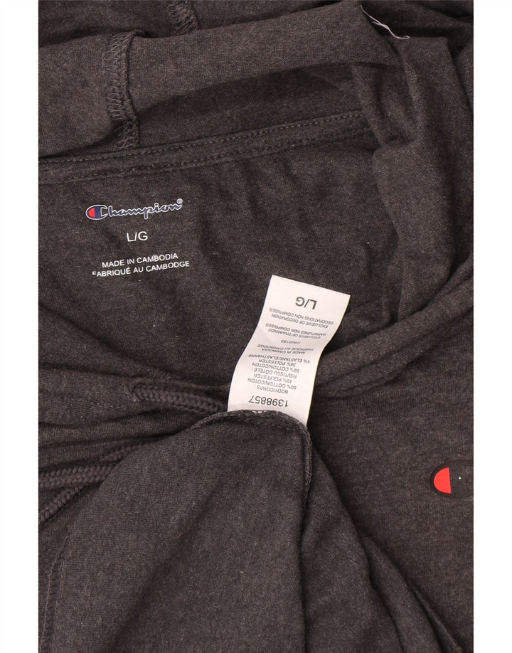 Champion Mens Hooded Top Long Sleeve Large Grey Cotton