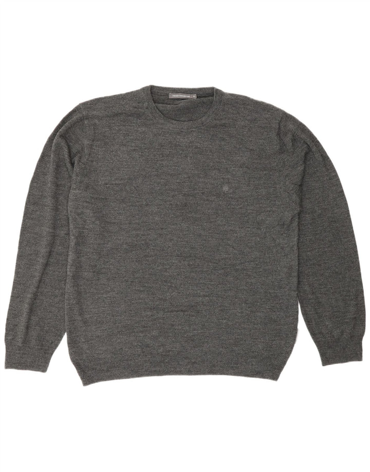 French Connection Mens Crew Neck Jumper Sweater XL Grey Acrylic