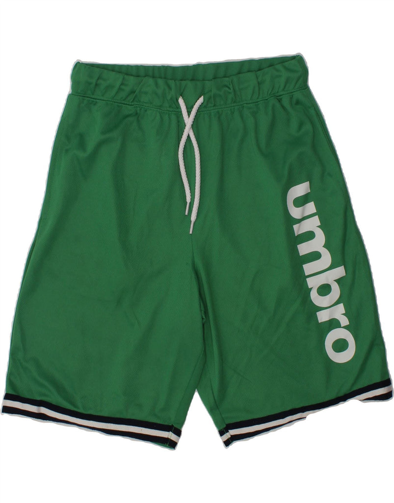 UMBRO Boys Graphic Sport Shorts 9-10 Years Medium  Green Polyester | Vintage Umbro | Thrift | Second-Hand Umbro | Used Clothing | Messina Hembry 