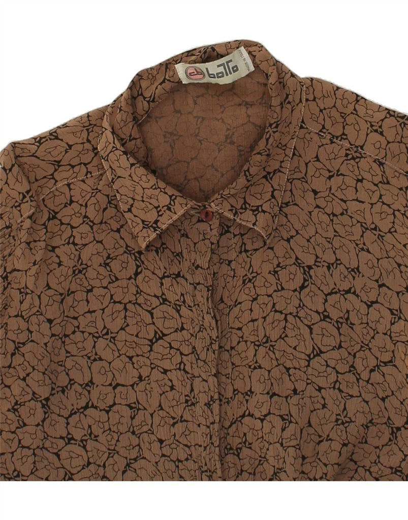 VINTAGE Womens Shirt Blouse IT 46 Large Brown Floral Viscose | Vintage Vintage | Thrift | Second-Hand Vintage | Used Clothing | Messina Hembry 