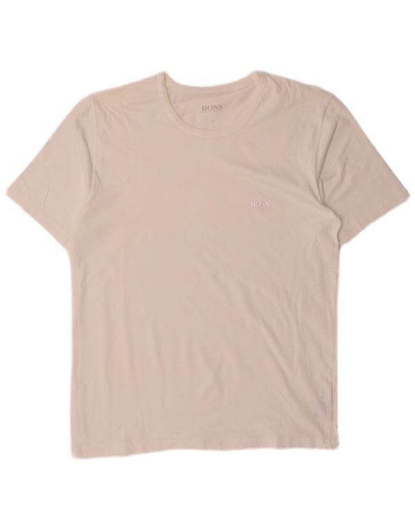 Hugo Boss Mens Short Sleeve T-Shirt Top Large White Cotton
