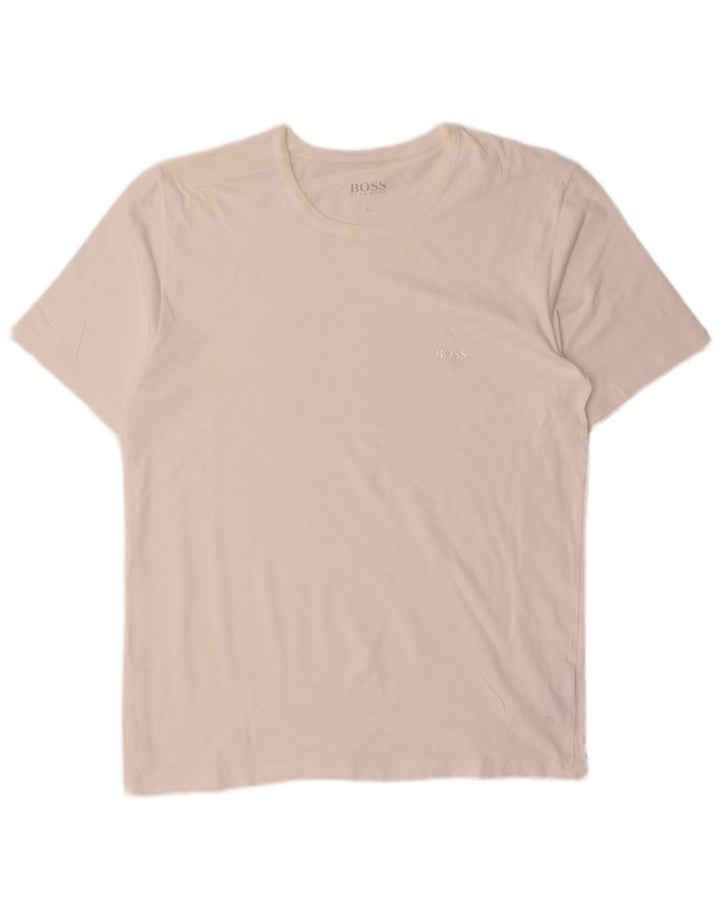 Hugo Boss Mens Short Sleeve T-Shirt Top Large White Cotton