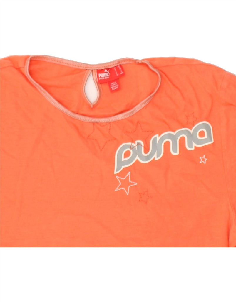 PUMA Girls Graphic T-Shirt Top 15-16 Years XL Orange Cotton | Vintage Puma | Thrift | Second-Hand Puma | Used Clothing | Messina Hembry 