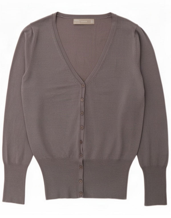 Zara Womens Cardigan Sweater UK 12 Medium Grey Viscose