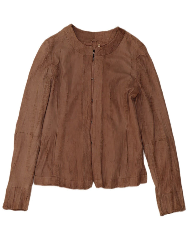 Liu Jo Womens Leather Jacket IT 46 Large Brown Leather