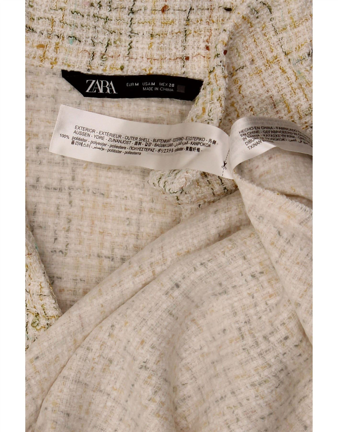 Zara Womens Sleeveless Polo Shirt UK 14 Medium Off White Flecked Polyester