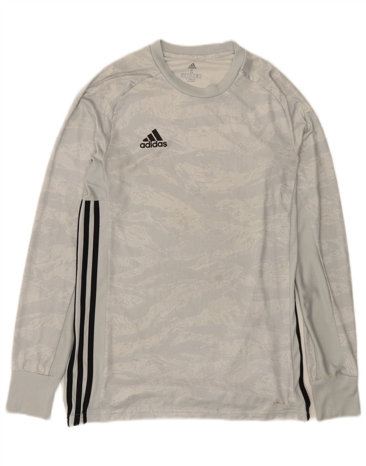 Adidas Mens Climalite Top Long Sleeve Small Grey Camouflage Polyester