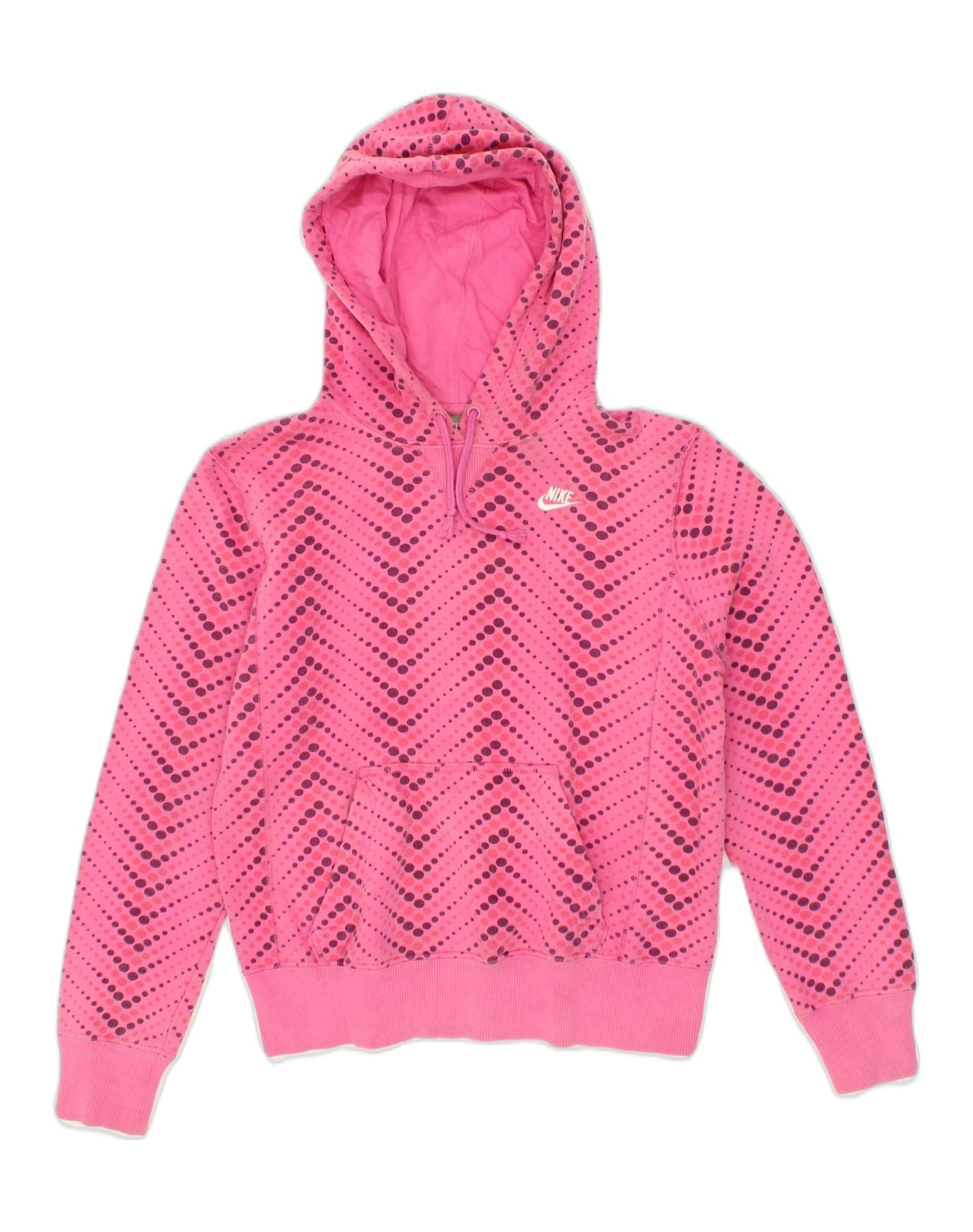 NIKE Womens Hoodie Jumper US 4/6 Small Pink Spotted Cotton, Vintage &  Second-Hand Clothing Online