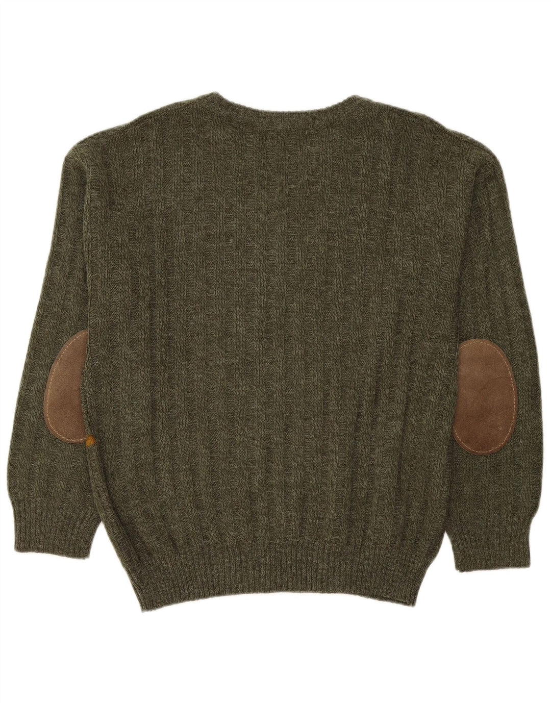 Rodes Mens Crew Neck Jumper Sweater IT 50 Medium Green Striped Acrylic