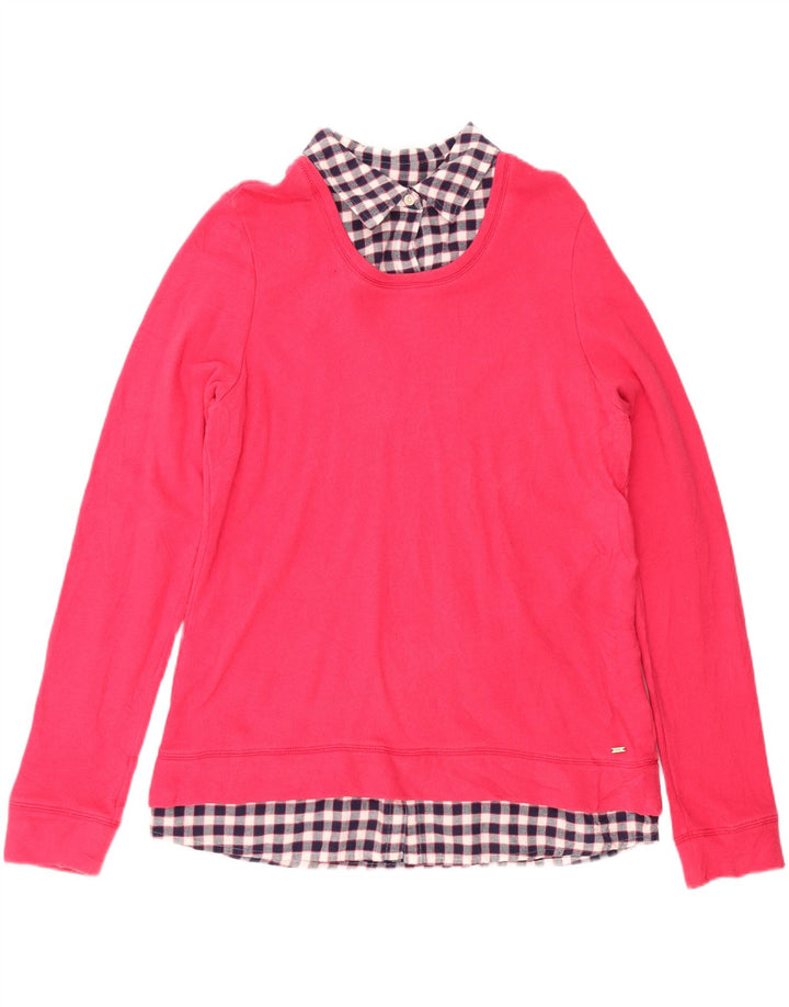 TOMMY HILFIGER Womens Oversized Sweatshirt Jumper UK 16 Large Pink Vintage Tommy Hilfiger and Second-Hand Tommy Hilfiger from Messina Hembry 
