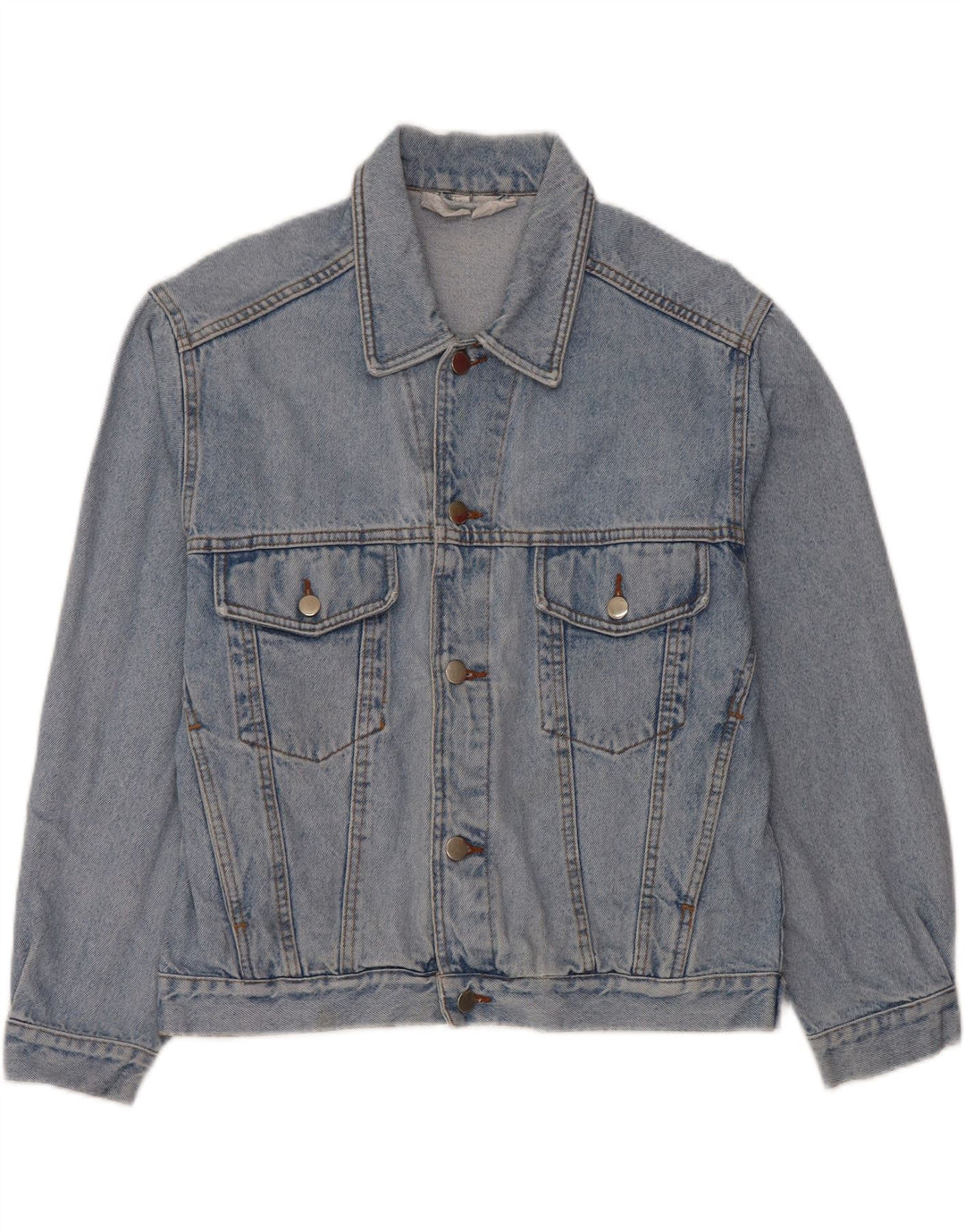 VINTAGE Mens Graphic Denim Jacket UK 36/38 Small Blue Cotton