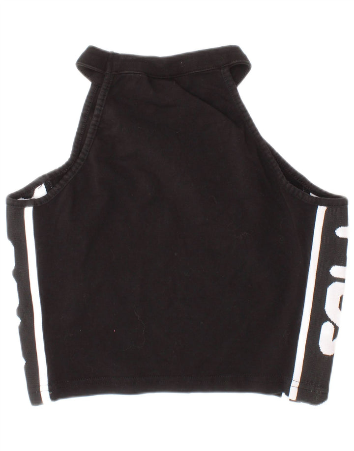 Fila Womens Graphic Crop Top XS Black Cotton