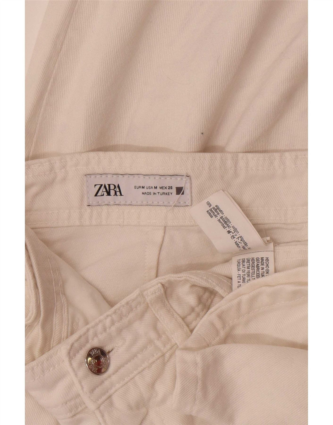 Zara Womens Midi Denim Skirt Medium W28 White Cotton