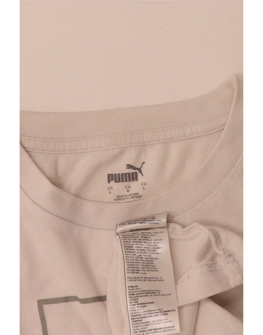 Puma Mens Graphic T-Shirt Top Large White Cotton