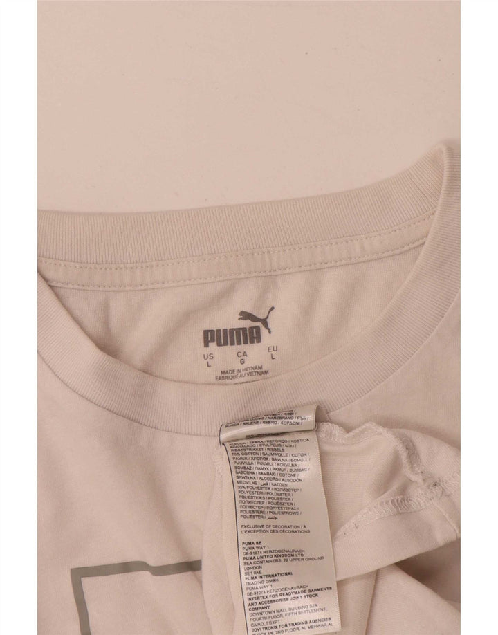 Puma Mens Graphic T-Shirt Top Large White Cotton