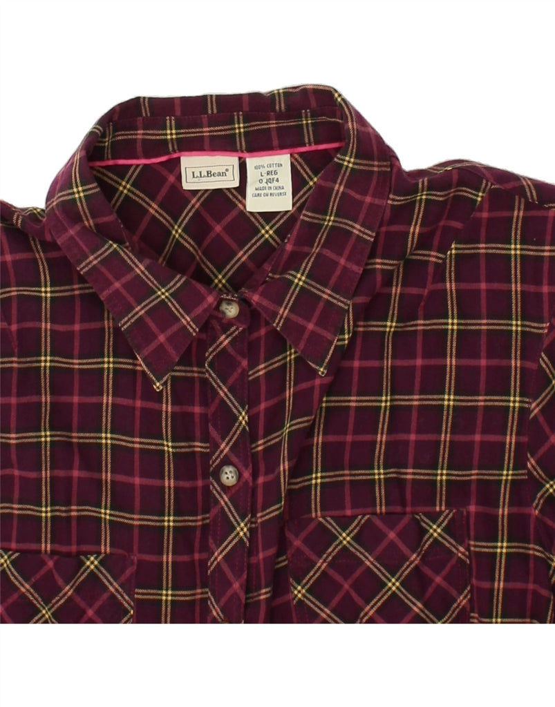 L.L.BEAN Womens Flannel Shirt UK 16 Large Maroon Check Cotton Vintage L.L.Bean and Second-Hand L.L.Bean from Messina Hembry 