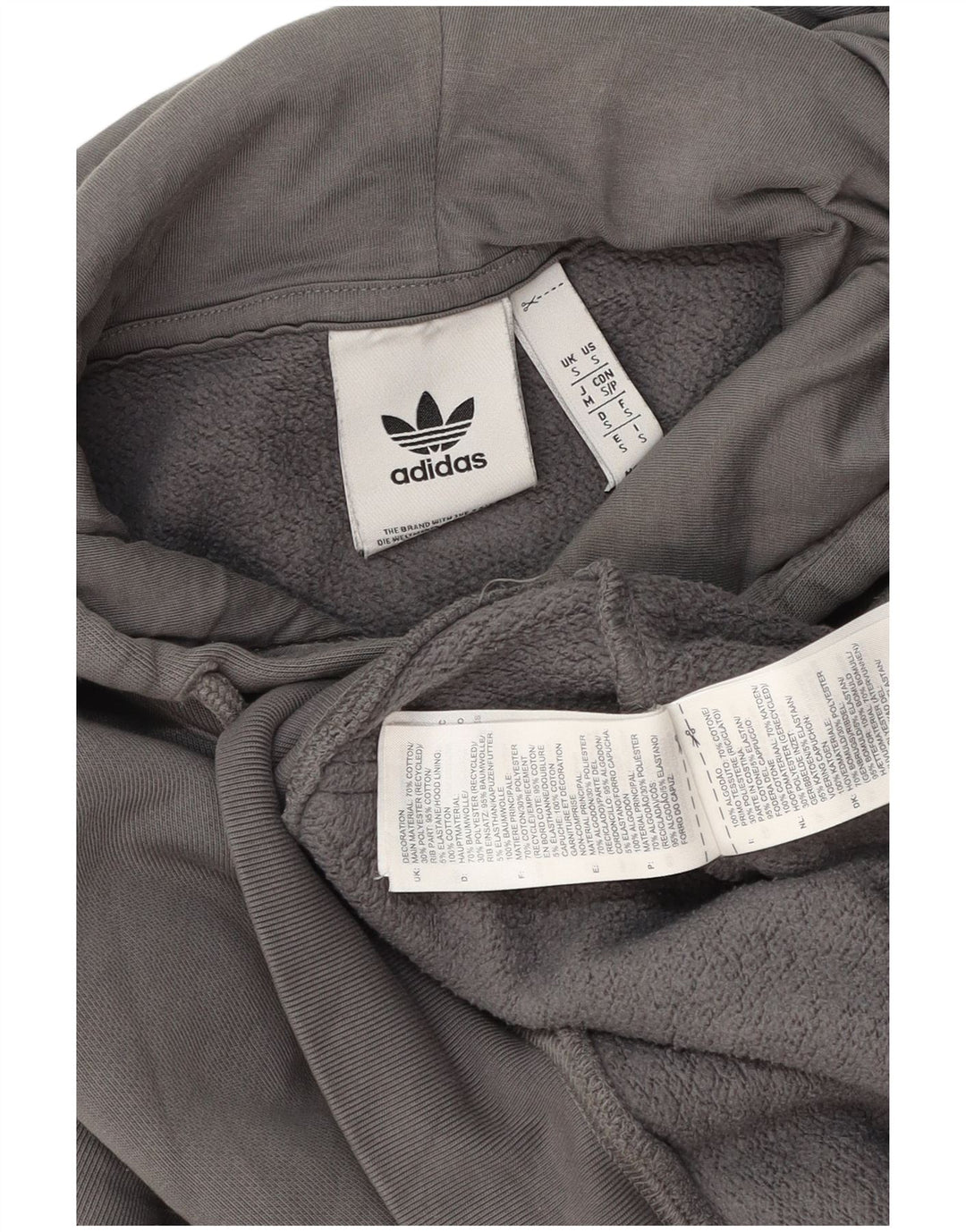 Adidas Mens Hoodie Jumper Small Grey Cotton