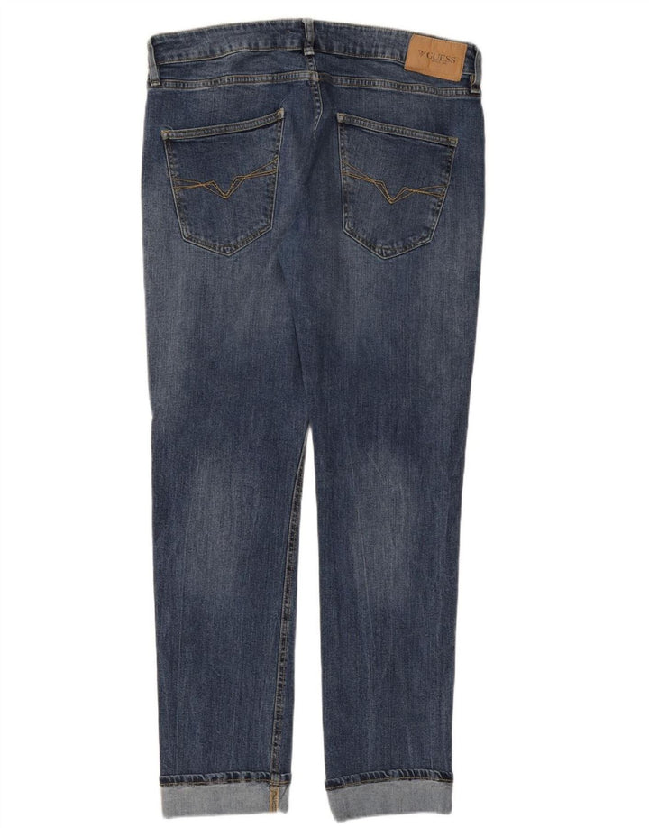 GUESS Mens Slim Jeans W33 L31 Blue Cotton