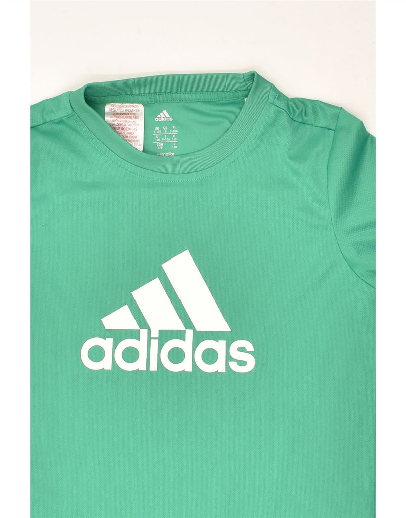 ADIDAS Boys Graphic T-Shirt Top 9-10 Years Small  Green Polyester | Vintage Adidas | Thrift | Second-Hand Adidas | Used Clothing | Messina Hembry 