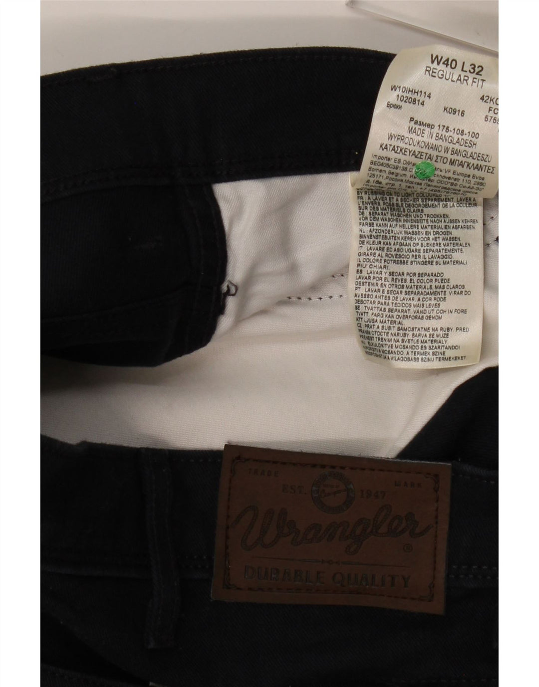 WRANGLER Mens Regular Fit Straight Casual Trousers W40 L29 Navy Blue