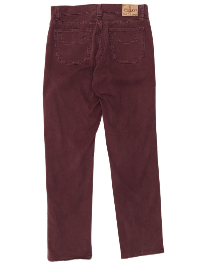 Jeckerson Mens Straight Jeans W32 L31 Maroon Cotton