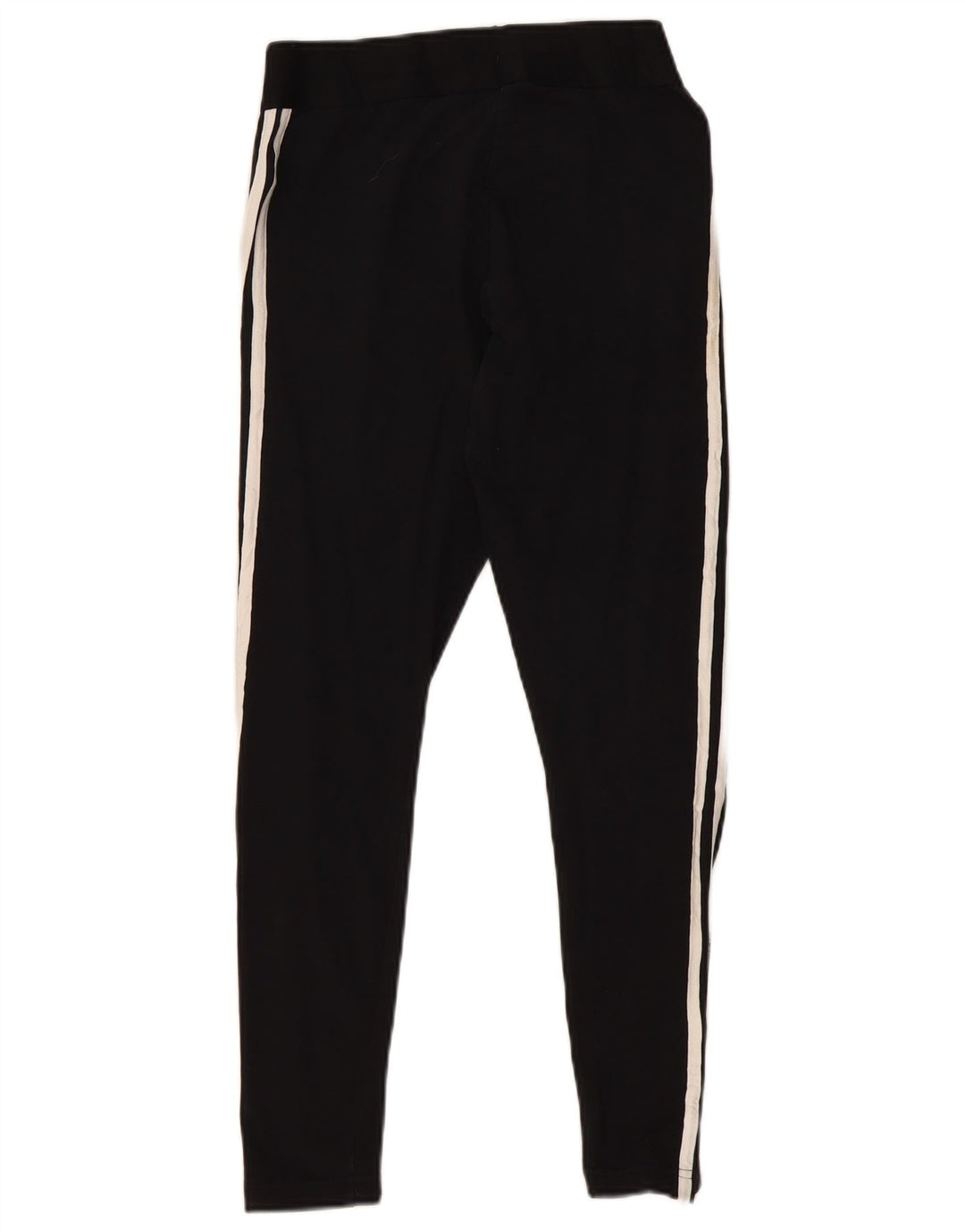 Adidas Womens Leggings UK 12/14 Medium Black Striped Cotton