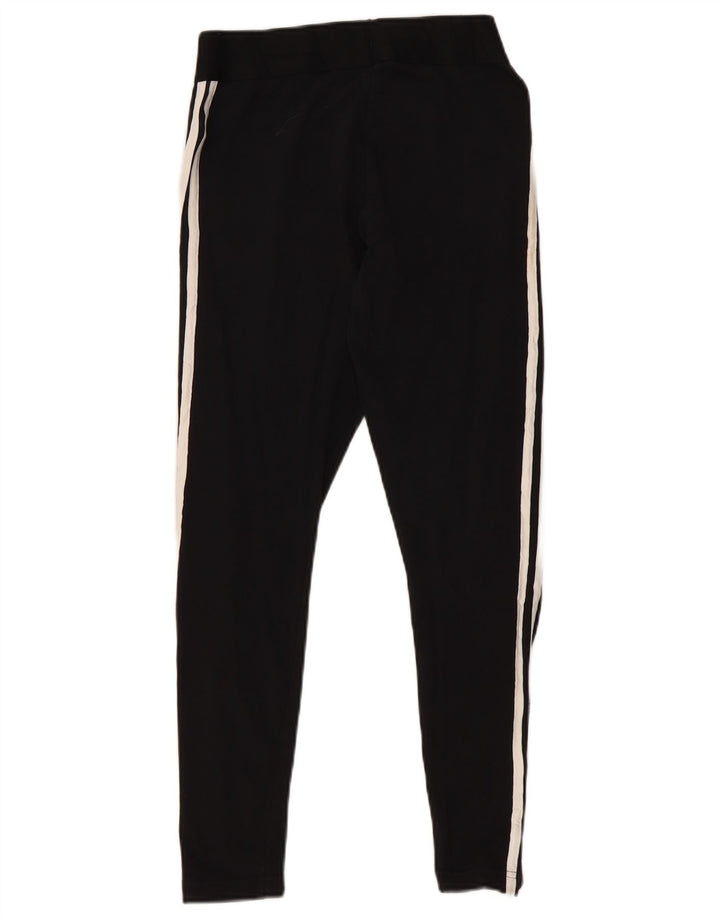 Adidas Womens Leggings UK 12/14 Medium Black Striped Cotton