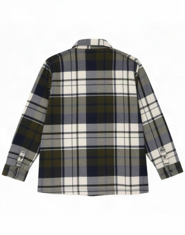 Benetton Boys Flannel Shirt 10-11 Years XL Green Check Acrylic