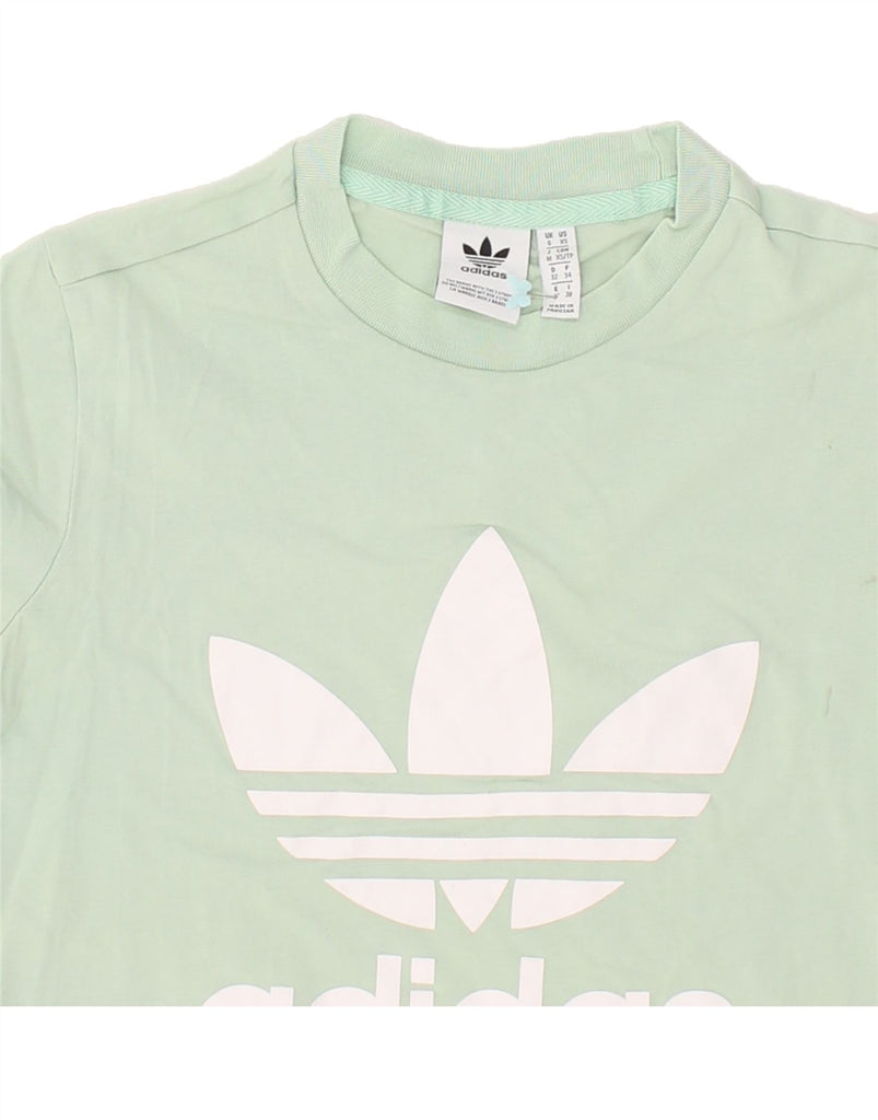 ADIDAS Womens Graphic T-Shirt Top UK 6 XS Green Cotton | Vintage Adidas | Thrift | Second-Hand Adidas | Used Clothing | Messina Hembry 