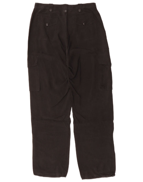 Warehouse Womens Straight Cargo Trousers UK 12 Medium W28 L31 Black Silk