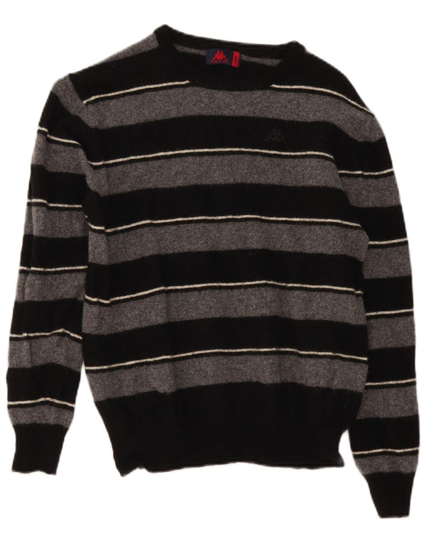 Kappa Boys Boat Neck Jumper Sweater 11-12 Years Large Grey Striped Wool