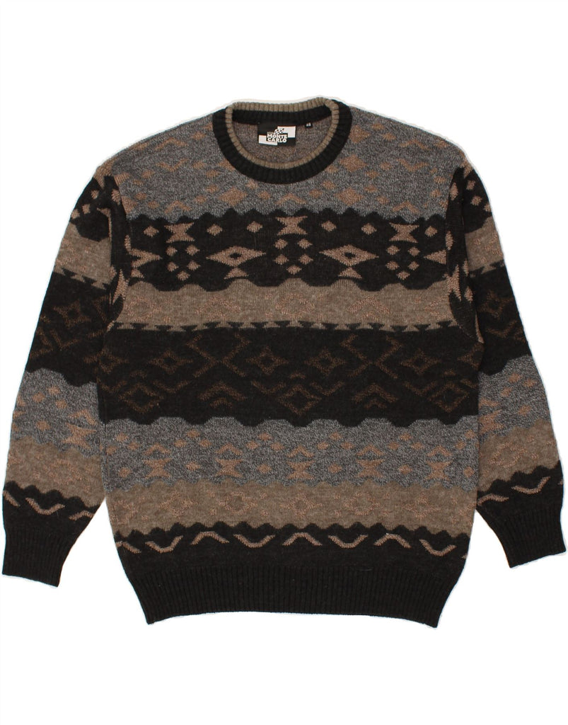 MONTE CARLO Mens Crew Neck Jumper Sweater IT 48 Medium Brown Fair Isle | Vintage Monte Carlo | Thrift | Second-Hand Monte Carlo | Used Clothing | Messina Hembry 