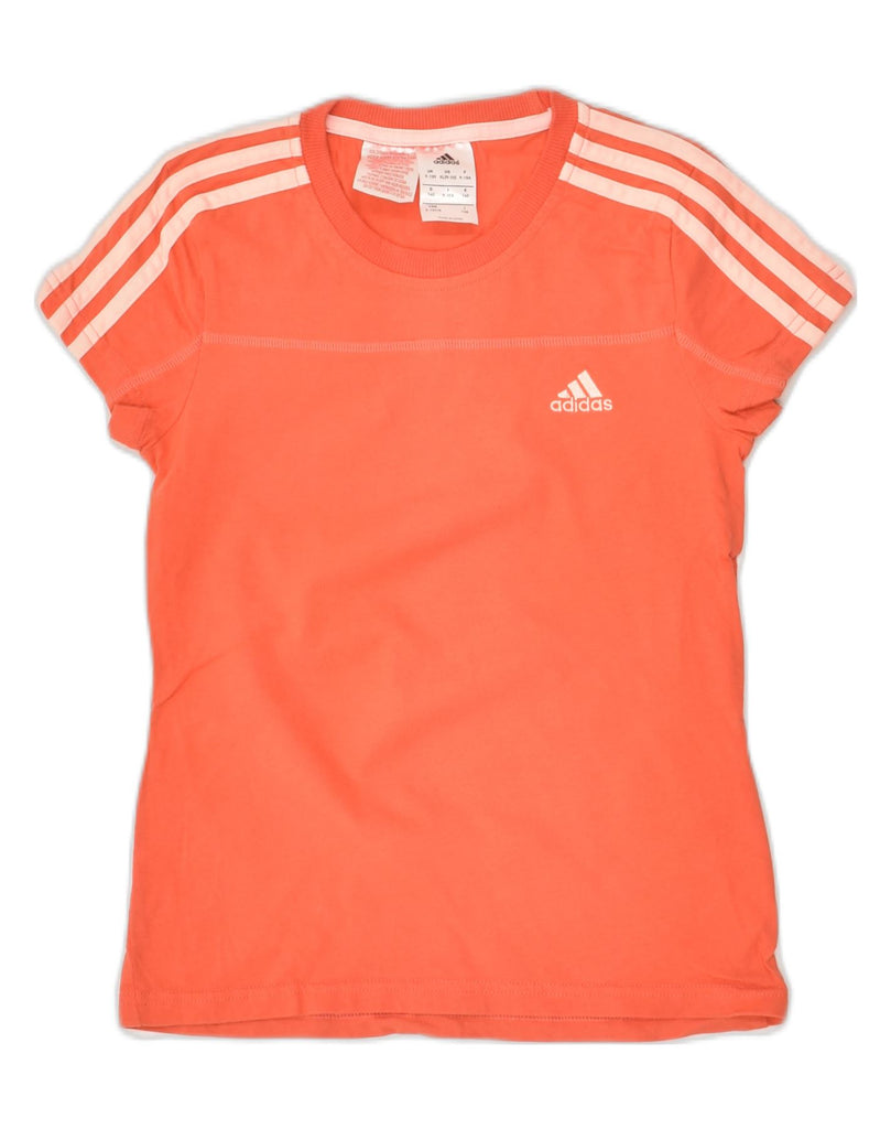 ADIDAS Girls T-Shirt Top 9-10 Years Orange Cotton | Vintage Adidas | Thrift | Second-Hand Adidas | Used Clothing | Messina Hembry 