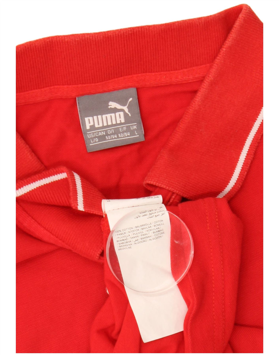 PUMA Mens Polo Shirt Large Red Cotton