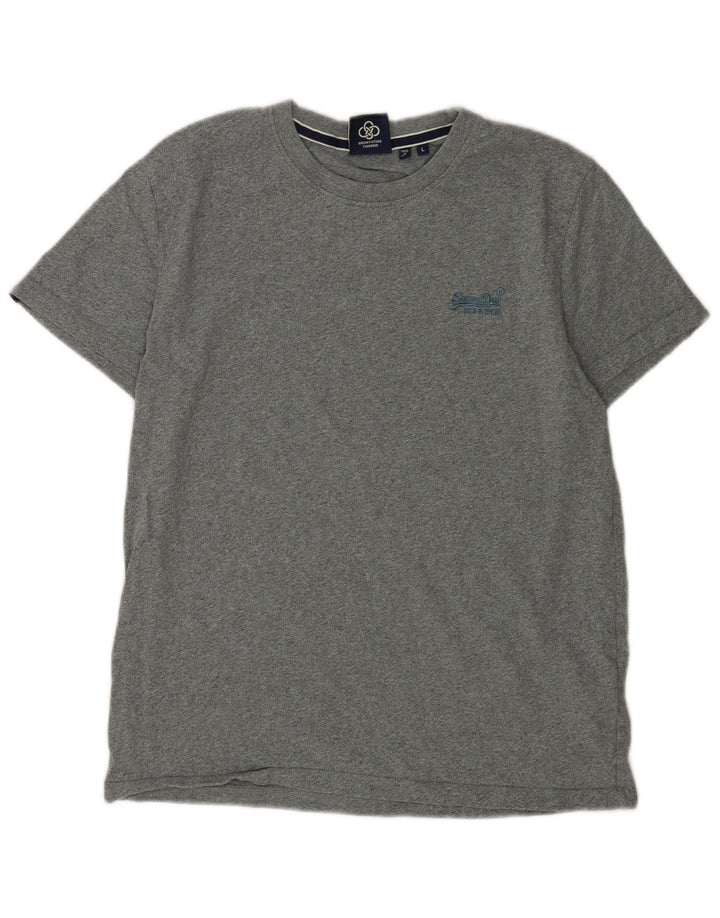 Superdry Mens T-Shirt Top Large Grey Cotton