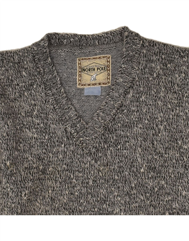 NORTH POLE Mens V-Neck Jumper Sweater Medium Grey | Vintage North Pole | Thrift | Second-Hand North Pole | Used Clothing | Messina Hembry 