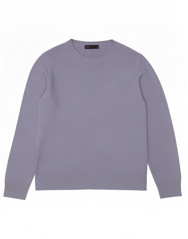 Marks & Spencer Womens Crew Neck Jumper Sweater UK 14 Medium Blue Acrylic