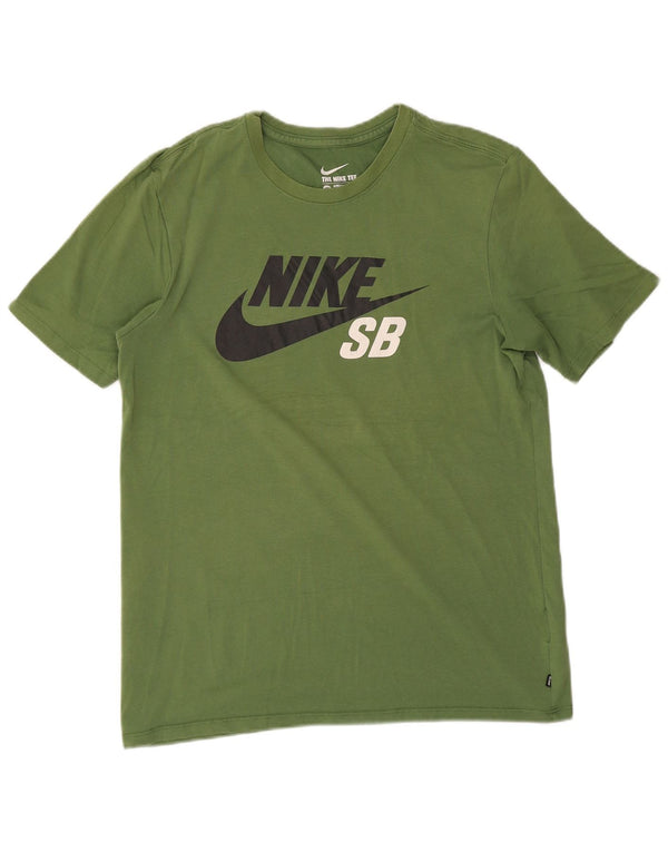 Nike Mens Athletic Cut Graphic T-Shirt Top Medium Green Cotton