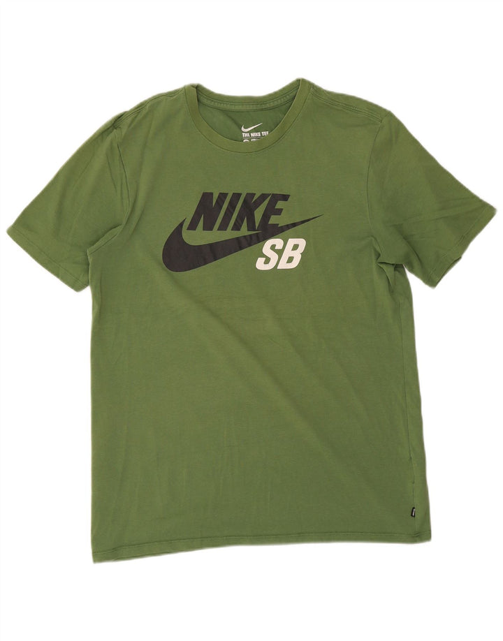 Nike Mens Athletic Cut Graphic T-Shirt Top Medium Green Cotton