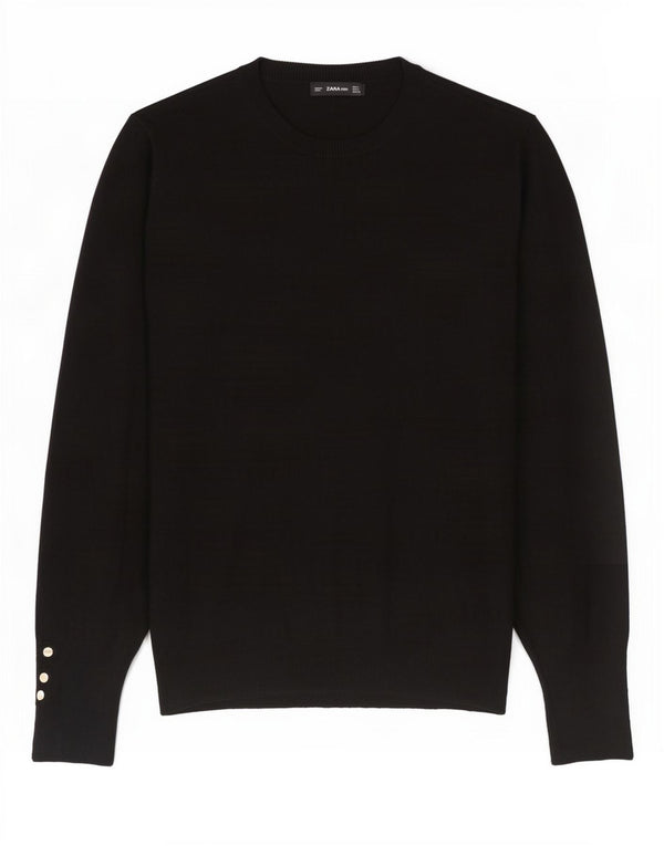 Zara Womens Boat Neck Jumper Sweater UK 14 Large Black