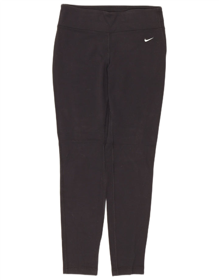 NIKE Womens Dri Fit Leggings UK 12 Medium Black Nylon