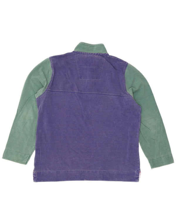 Crew Clothing Mens Zip Neck Sweatshirt Jumper XL Blue Colourblock Cotton