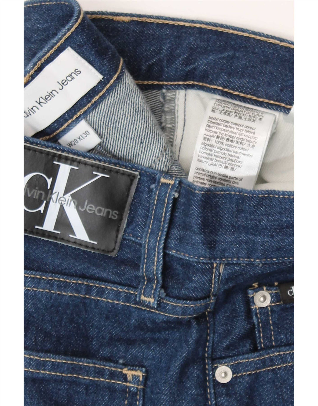 Calvin Klein Womens Straight Jeans W28 L30 Blue Cotton